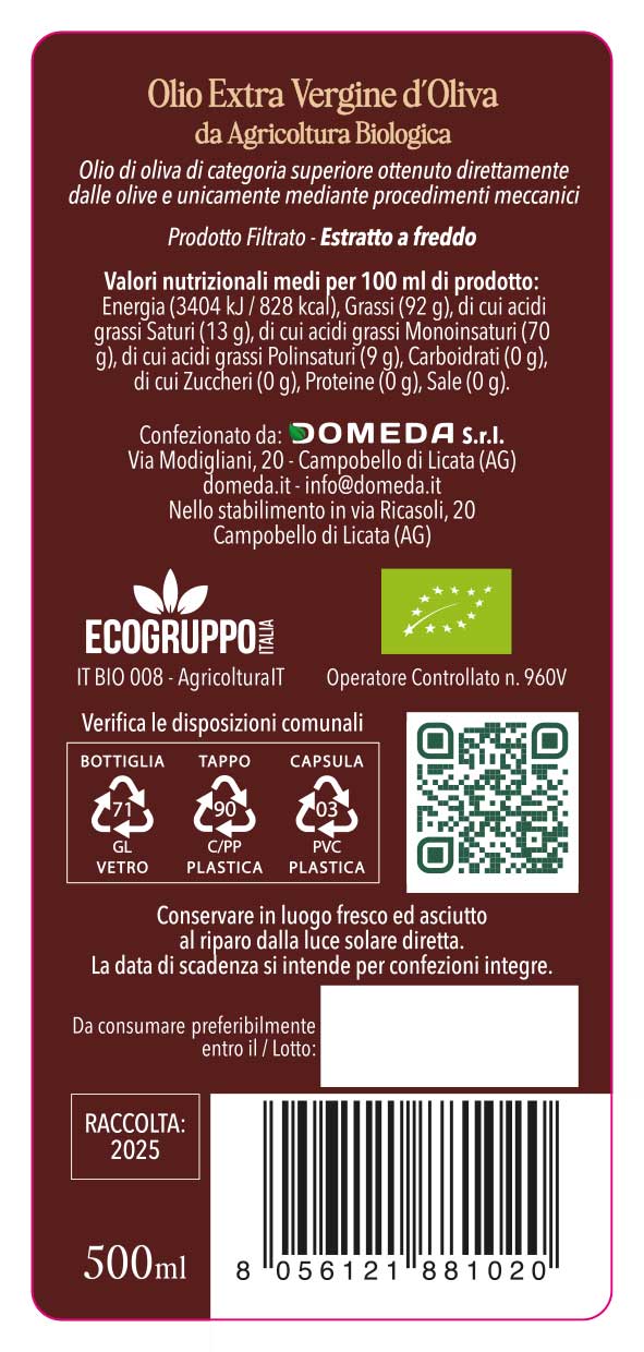 Olio Extravergine di Oliva "Girgeos Anima" BIO – 100% Italiano