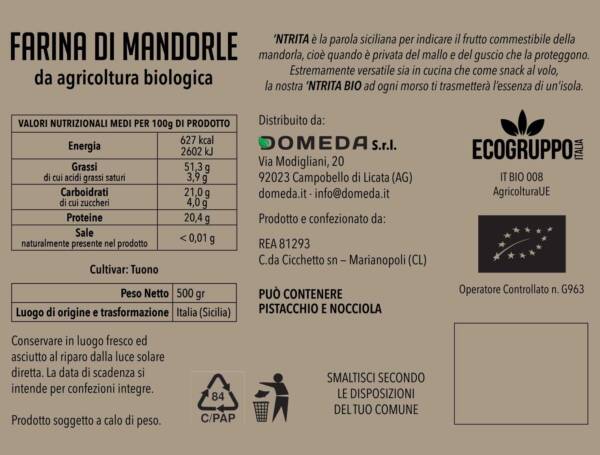'NTRITA FINA (500gr) - Farina di Mandorle BIO - immagine 2