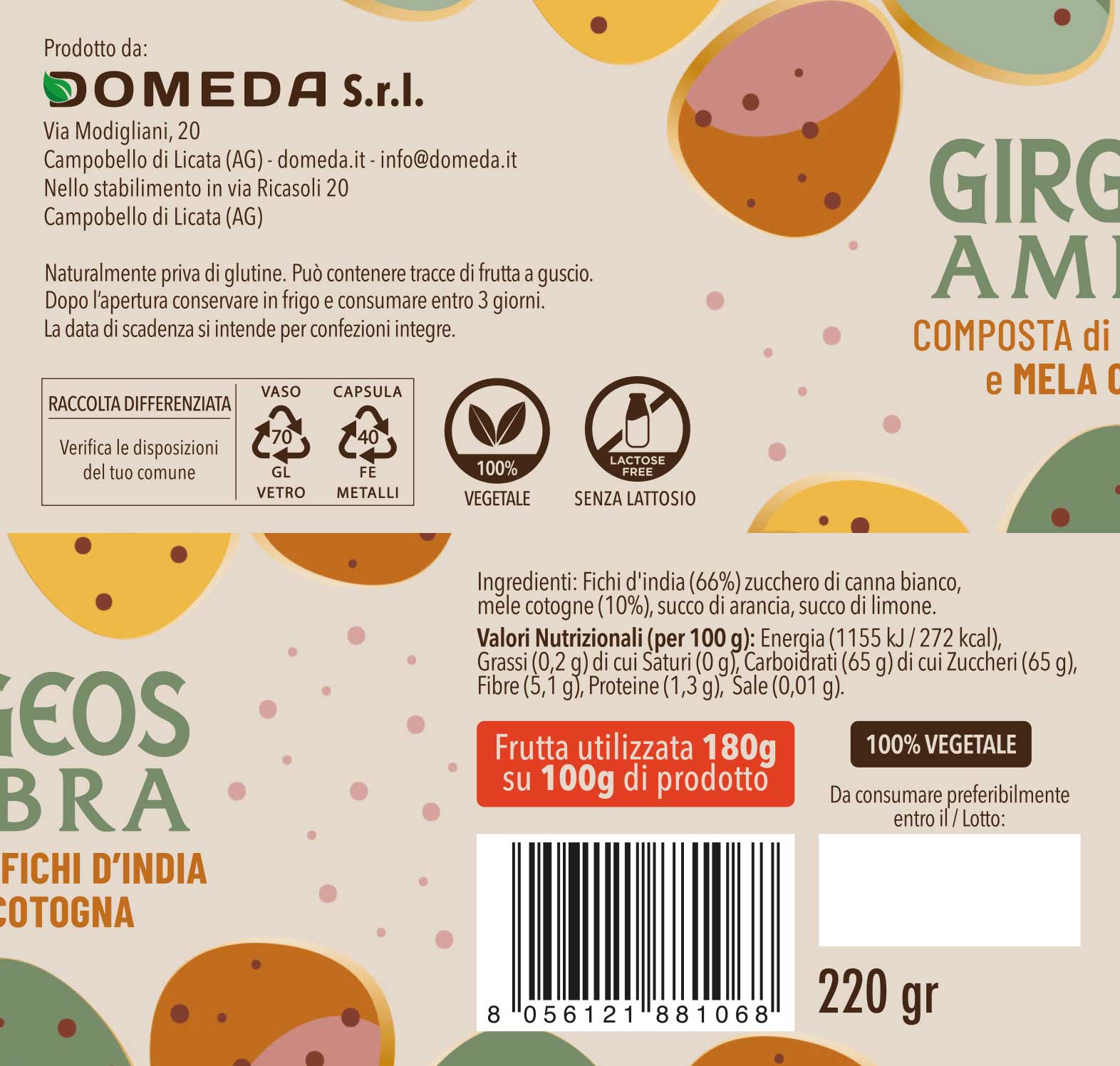 Girgeos Ambra - Composta Artigianale di Fichi d'India e Mela Cotogna (220g) - immagine 3