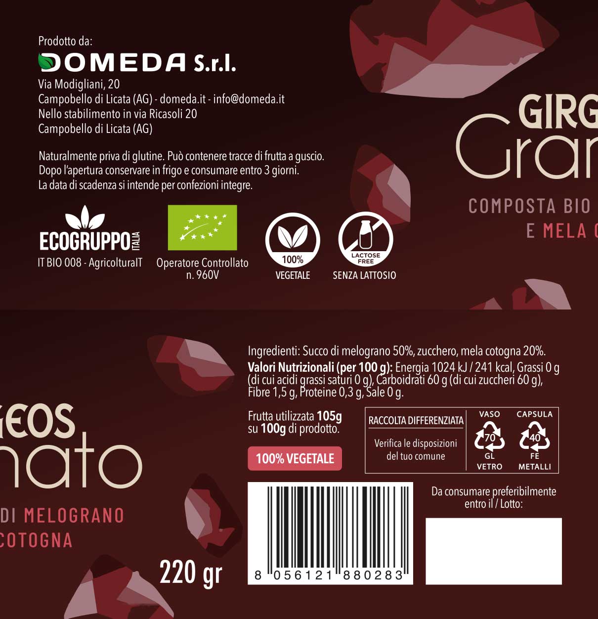 Girgeos Granato - Composta BIO di Melograno e Mela Cotogna (220g) - immagine 2