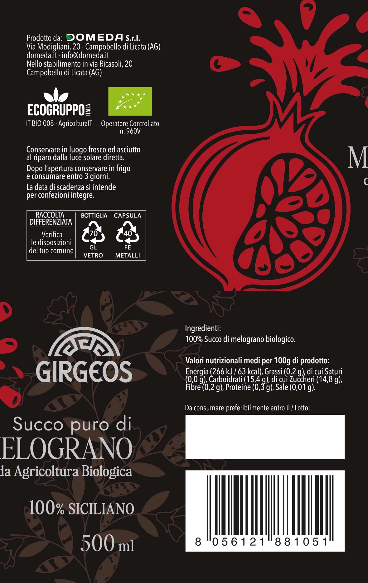 Succo Puro di Melograno BIO "Girgeos" – 100% Siciliano - immagine 6